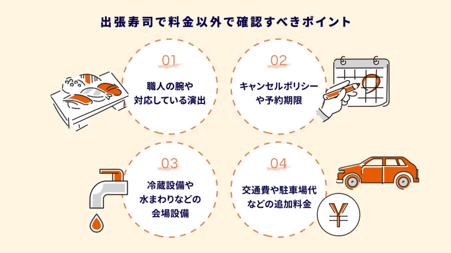 出張寿司で料金以外で確認すべきポイント