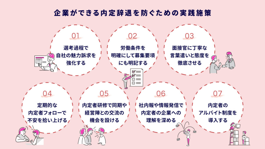 企業ができる内定辞退を防ぐための実践施策